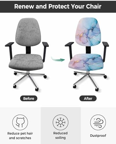 Turquoise Marble Office Chair Covers Universal Spandex