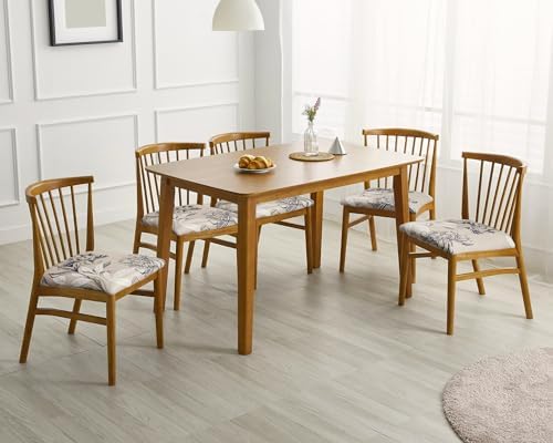 Springrico Seat Covers for Dining Chairs 4 Pack Floral Beige
