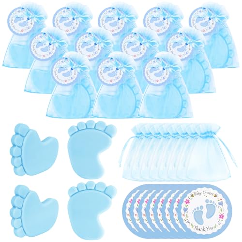 30 Sets Baby Shower Favors Refreshing Feet Soap with Blue Packaging