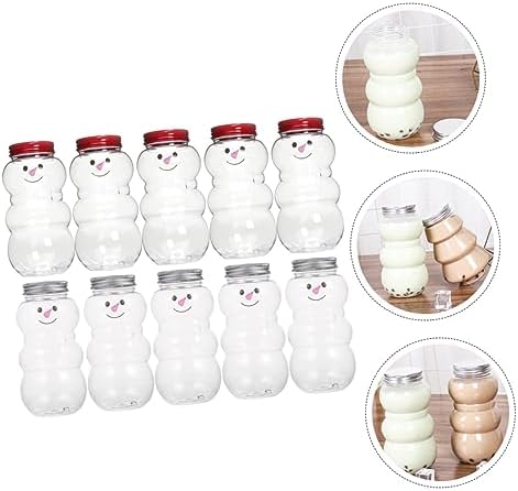 NOLITOY 10pcs Snowman Shaped Juice Bottles