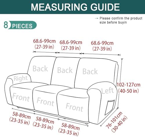Stretch Recliner Cover with Armrests and Pocket