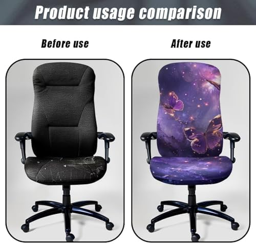 Hudotybom Office Chair Cover Galaxy Butterfly Breathable Anti-Dust Slipcover