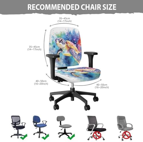 Sea Turtle Office Chair Covers 2 Piece Stretchy Chair Slipcovers