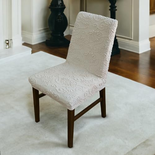 Stretch Dining Chair Covers Set of 2 Embossed Floral Pattern