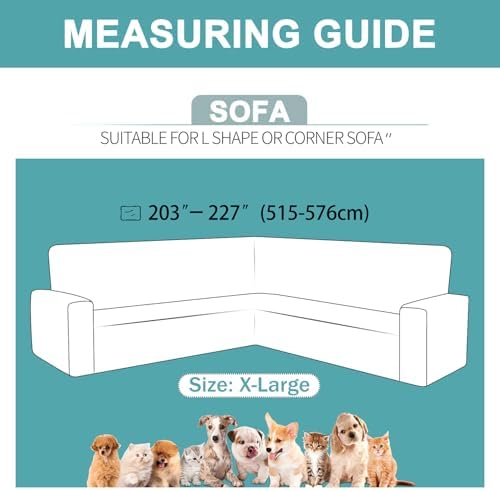 ALIECOM Cool Cream Sectional Sofa Slipcover L Shape X-Large