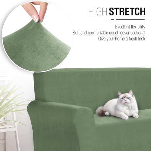 ALIECOM Velvet L Shape Sofa Cover for Corner Sectional