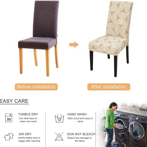 Dlmwell Stretch Chair Covers Set of 6 for Dining Room and Kitchen