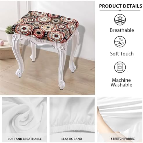 Boho Floral Bar Stool Covers Set of 2 Stretch Seat Covers