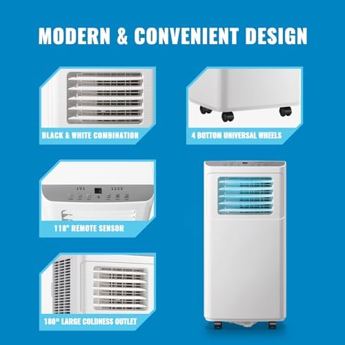 WANAI 8000 BTU Portable AC with Dehumidifier and Fan