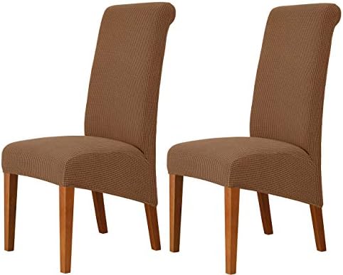 Deisy Dee Stretch XL Dining Chair Covers Brown 2 Pack