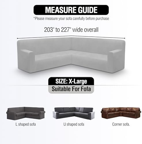 ALIECOM Velvet L Shape Sofa Cover for Corner Sectional