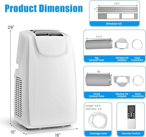 GOFLAME 11500 BTU Portable AC with Dehumidifier and Fan
