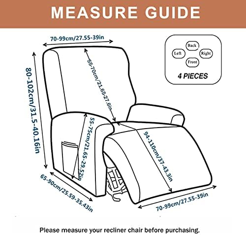 Eco-Ancheng 4-Piece Recliner Slipcovers with Pocket