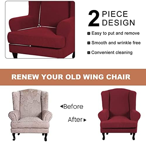 Eco-Ancheng 2 Piece Wingback Chair Slipcover