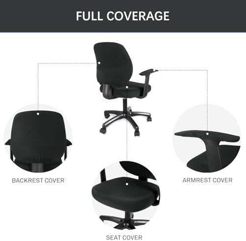 WOMACO Office Chair Cover with Armrests Black