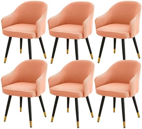 Stretch Universal Dining Chair Covers with Arms - Breathable Elastic Slipcovers 6PCS Orange