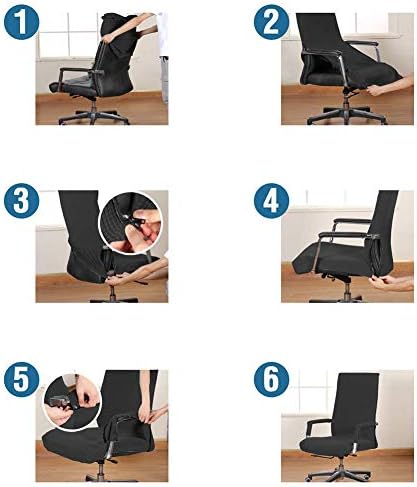 JIANWEI Office Chair Cover with Armrest Covers Black XL