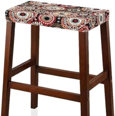 Boho Floral Bar Stool Covers Set of 2 Stretch Seat Covers