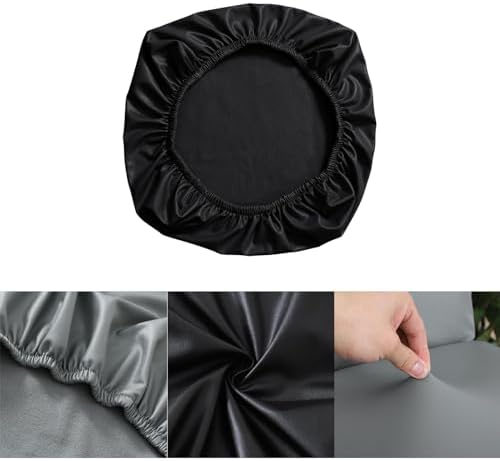 Leefasy Waterproof Office Chair Seat Cover Black PU Leather Slipcover
