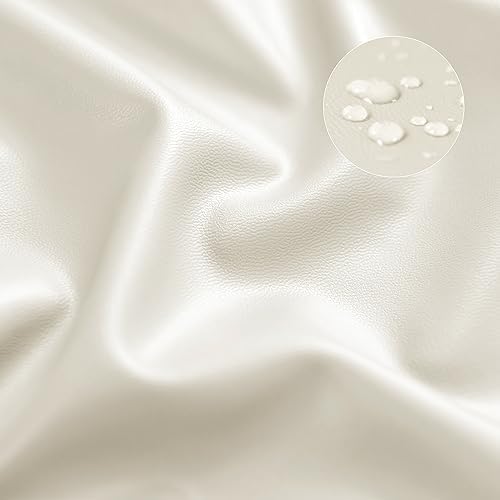 Faux Leather Waterproof Stretch Dining Chair Covers Cream 4