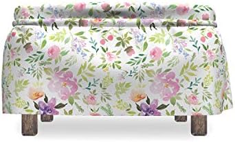 Ambesonne Watercolor Ottoman Cover 2 Piece Set