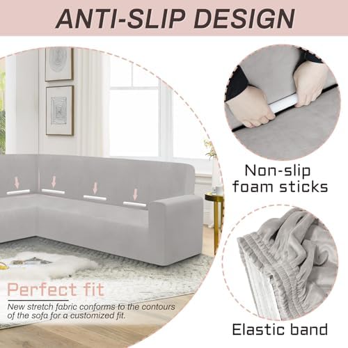 Velvet L Shaped Sectional Couch Cover for Pets