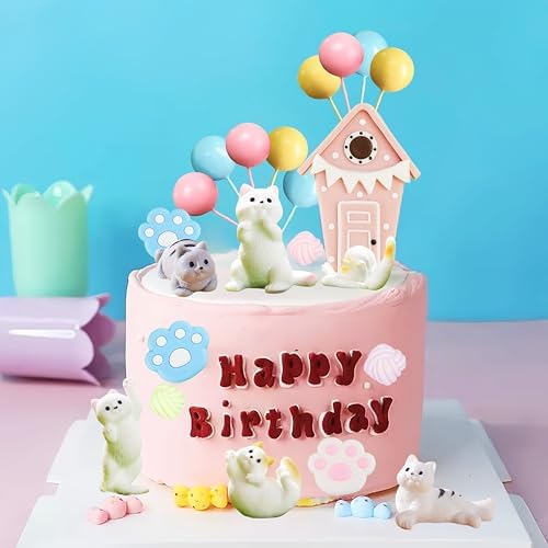 Cat Cake Topper Birthday Decorations 36pcs Set