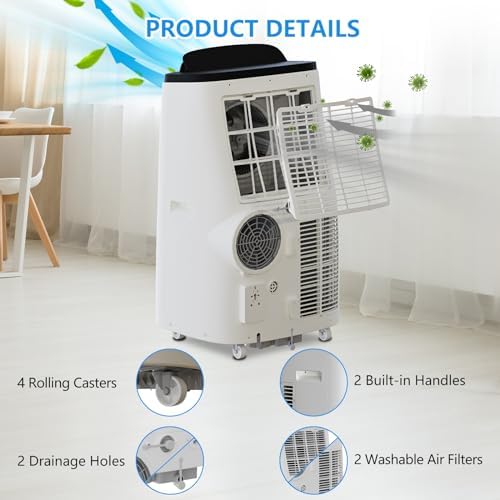 14000 BTU Portable AC Unit 3-in-1 with Cooling Dehumidifier Fan