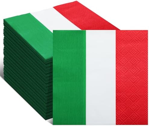 50 Pcs Italian Flag Napkins Red White Green Party Decor