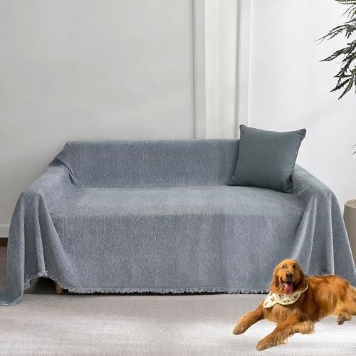 Non Slip Couch Cover for 2 Cushion Couch Grayish Blue 71x102
