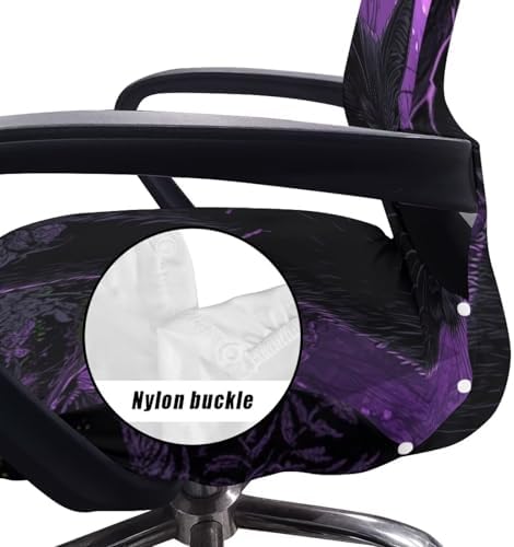 Black Cat Stretch Office Chair Cover with Elastic Bottom and Velcro