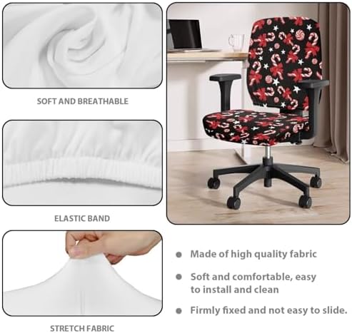 Christmas Candy Office Chair Covers 2 Pieces Reusable Washable