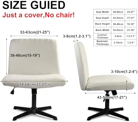Iauddy Armless Criss Cross Desk Chair Slipcover