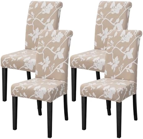 FORCHEER 4 Pack Stretch Floral Dining Chair Covers for Parson Chairs