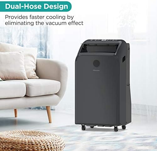 Hisense Dual-Hose Portable Air Conditioner 10000 BTU Cooling Dehumidifier Fan Black