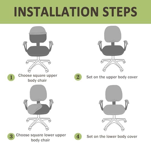 Lukery Stretchable Chair Covers 2 Piece Universal Removable Office Chair Slipcover