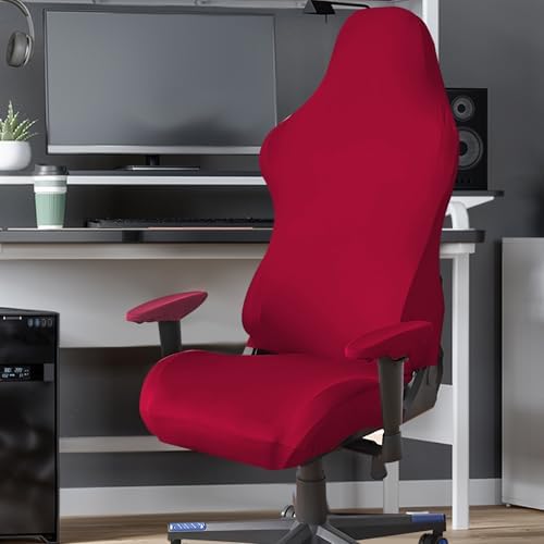 Red Polyester Gaming Chair Cover Set with 2 Armrest Covers