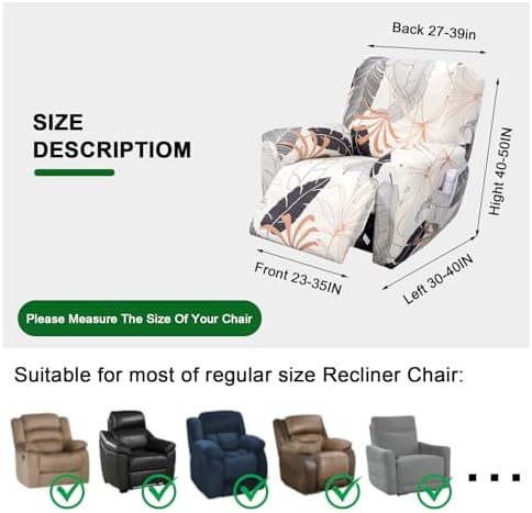 FUANGUI Recliner Chair Cover 4-Piece Set