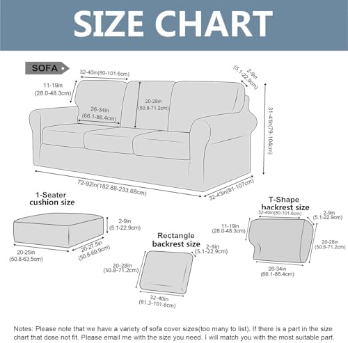 7 Piece Stretch Sofa Covers Light Grey