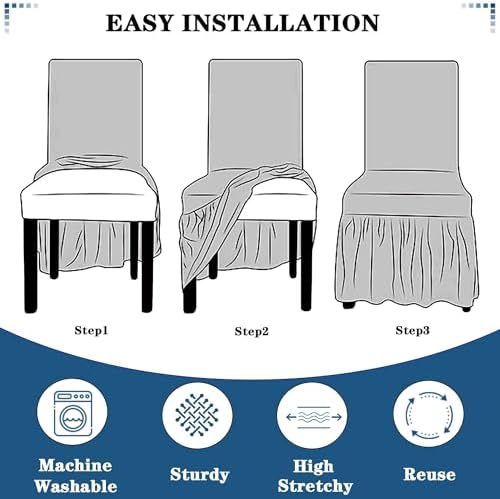 Yomeri Dining Chair Covers with Skirt Set of 2 Green