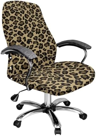 Wanyint Leopard Print Khaki Office Chair Cover