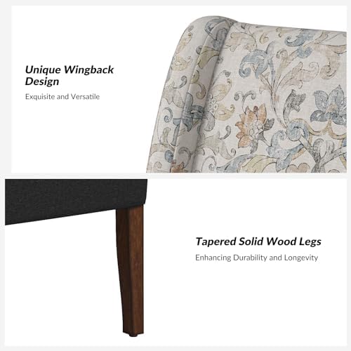 HULALA Home Armless Accent Chair with Removable Floral Slipcover