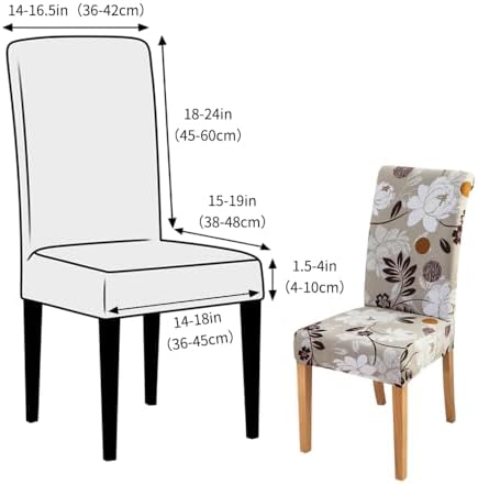 FORCHEER Chair Covers Set of 4 Beige Floral Stretch