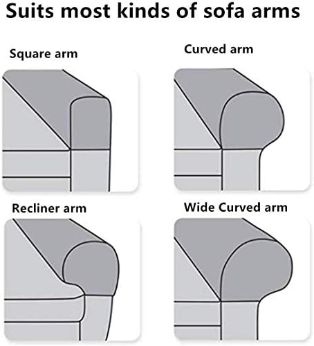 Yogsey Armchair Armrest Covers Stretch Slipcovers Set of 4 Grey