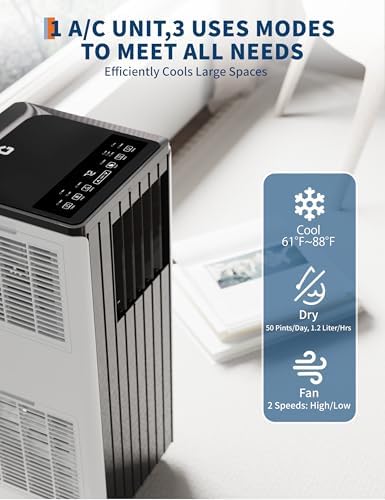 MilleLoom 8000 BTUs Portable AC Unit with Fan and Dehumidifier