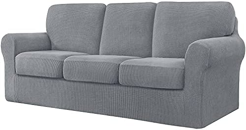 7 Piece Stretch Sofa Covers Light Grey
