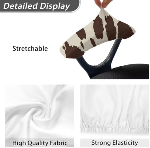 Brown Cow Print Rotating Chair Arm Cover Stain Resistant