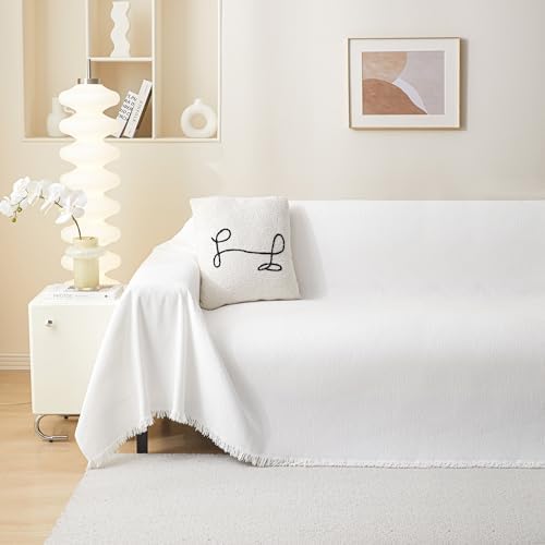 MEETSKY 3 Cushion Sofa Covers 91x134 White Chenille Blend