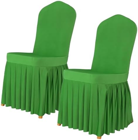 Yomeri Dining Chair Covers with Skirt Set of 2 Green