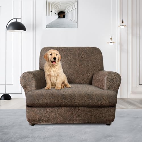 Molasofa Leather Look T-Cushion Chair Slipcover 2 Piece